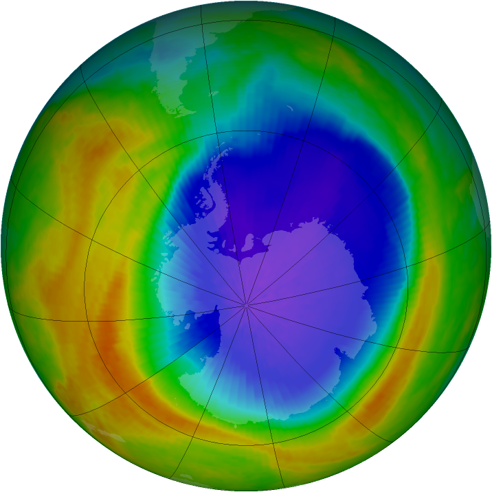 Antarctic ozone map for 13 October 2003